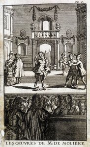 Faune et personnages sur scène avec public - French School