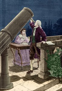 William Herschel (1738-1822) découvre la planète Uranus (gravure)
