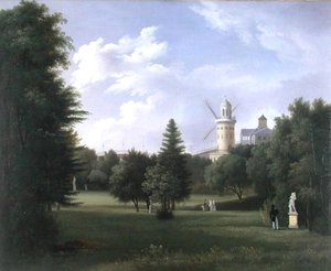 Moulin à vent à la Folie-Beaujon à Paris, vers 1830 (huile sur toile) - French School