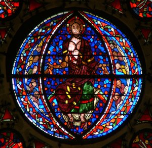 Fenêtre Ww représentant le Christ du Jugement Dernier - French School