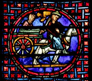 Fenêtre représentant Julienne déplaçant les reliques de Saint Étienne à Constantinople