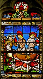 Vitrail représentant Saint Crépin et Saint Crépinien : le martyre - French School