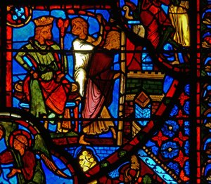 Vitrail représentant une scène de la vie de Saint Thomas - French School