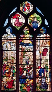 Vitrail représentant la Nativité - French School