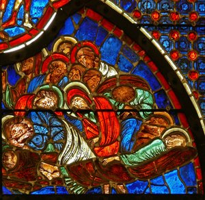 Vitrail représentant les disciples endormis à Gethsémani