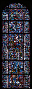 Vitrail représentant la légende de Sainte Catherine