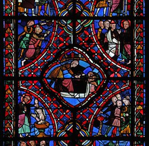 Fenêtre représentant la troisième section de la fenêtre de Saint Jacques, w5 : toutes les scènes n