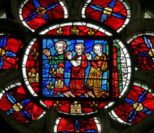 Fenêtre n°3 représentant un donateur - Alphonse de Poitiers et sa famille