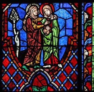 Fenêtre w01 représentant la Visitation - French School