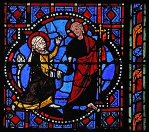 Fenêtre w02 représentant une scène de Résurrection : Noli Me Tangere - French School