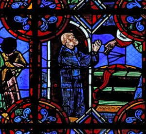 Fenêtre w06 représentant le miracle du tonneau de vin plein à la fondation de l