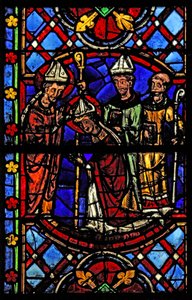 Fenêtre w08 représentant Saint Martin avec des évêques et des clercs - French School