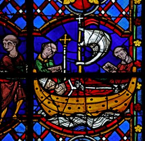 Fenêtre w08 représentant les reliques de Saint Martin sont retournées