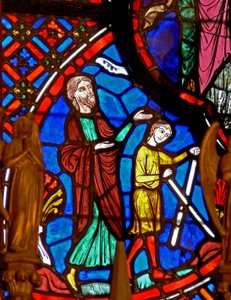 Fenêtre w0 représentant Abraham et Isaac - French School