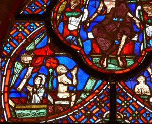Fenêtre w0 représentant une scène du Jugement Dernier : résurrection des âmes - French School