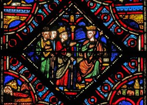 Fenêtre w0 représentant les Mages avec Hérode - French School