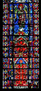Fenêtre w100 représentant la cathédrale de Reims - French School