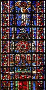 Fenêtre w101 représentant la cathédrale de Laon - French School