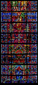 Fenêtre w106 représentant la cathédrale de Noyon - French School
