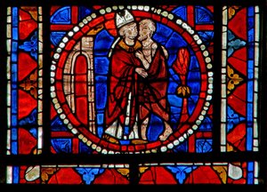 Fenêtre w109 représentant Saint Martin guérissant un lépreux