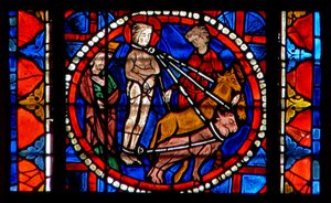 Fenêtre w109 représentant le martyre de Sainte Lucie - French School