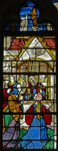 Une scène de la vie de Saint Thomas : Saint Thomas en prison est visité par la princesse Migdomie; verre vénitien - French School