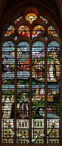 Fenêtre w121 représentant la Trinité ; Louis IX et les Carmélites - French School