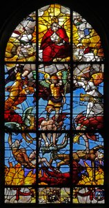 Fenêtre w12 représentant Saint Michel et les anges rebelles - French School