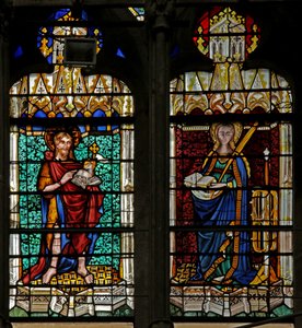Fenêtre w134 représentant Saint Jean Baptiste et Sainte Catherine - French School