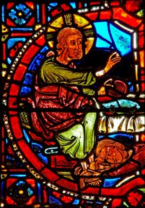 Une scène de la vie de Sainte Marie-Madeleine - la sainte lavant les pieds du Christ