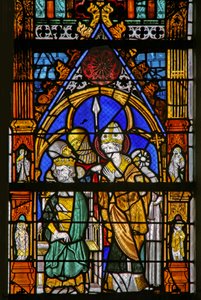 Fenêtre w19 représentant Saint Thomas Becket et Henri II en désaccord - French School