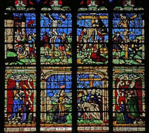 Fenêtre w19 - La Crucifixion, la Déposition et la Pietà - French School