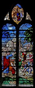 Vitrail w1 représentant la manne du ciel - French School