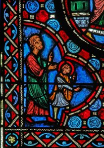 Fenêtre w1 représentant une scène de la vie de Saint Martin - French School