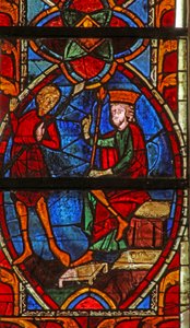 Vitrail w201 représentant Saint Maurice devant l