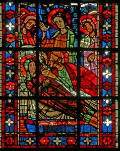 Fenêtre w201 représentant la Mort de la Vierge Marie - French School