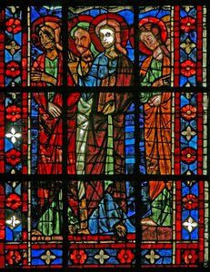 Fenêtre w201 représentant la Mort de la Vierge Marie - les Apôtres se rassemblent