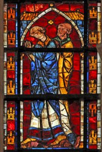 Vitrail w205 représentant deux figures - French School