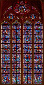 Vitrail w207 représentant Adam et Ève, Caïn et Abel