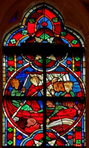 Légende de Saint Nicolas : un diable donne un liquide aux voyageurs mais la flasque est perdue par-dessus bord