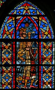 Scène de la vie de Saint Savinien : un archer vise Savinien attaché à une colonne... mais touche l