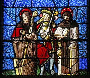 Fenêtre w20 représentant Saint Dominique et Saint François avec un chevalier tenant une épée - French School