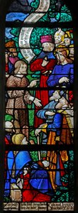 Fenêtre w20 représentant Saint Jean-Baptiste prêchant le baptême du Christ à Béthanie - French School
