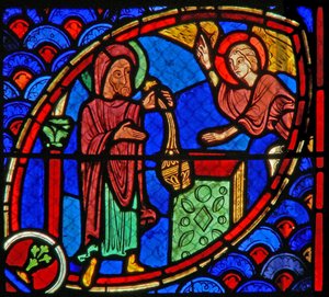 Zacharie, le père de Saint Jean-Baptiste, est visité par un ange dans le Temple