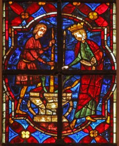 Scène de la légende de Saint Jean : le saint et le miracle des bijoux écrasés - French School