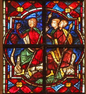 Soldats observant Saint Jean-Baptiste prêchant - French School