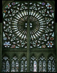 Les évangélistes et grisaille (rosace - intérieur) - French School