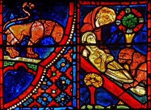 Un lion aide Zosime à enterrer Sainte Marie l
