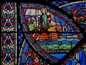 Scène de la vie de Saint Eustache : il part avec sa famille pour l