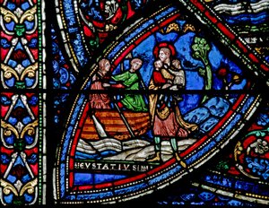 Scène de la vie de Saint Eustache : le batelier prend sa femme